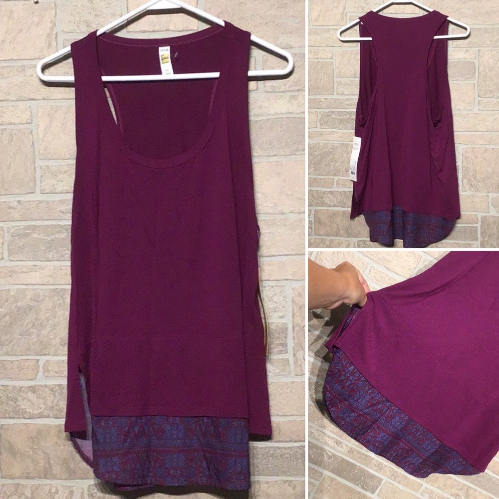 Lole - NWT -Sz L - Plum Tank two layer optic top